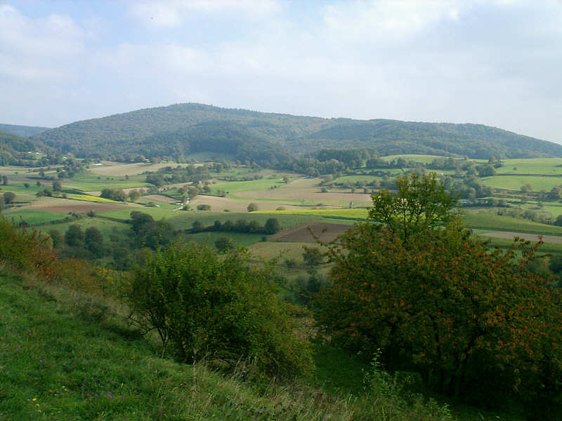 Landschaftlich schöner Rundblick vom Hemsberg an der Bergstrasse Richtung Odenwald.