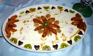 Ein Pfirsich - Tiramisu Dessert
